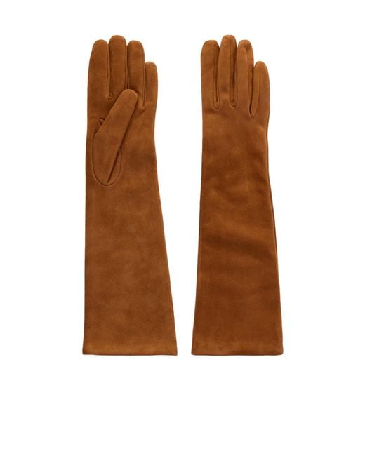 Nour Hammour Brown Suede Gloves