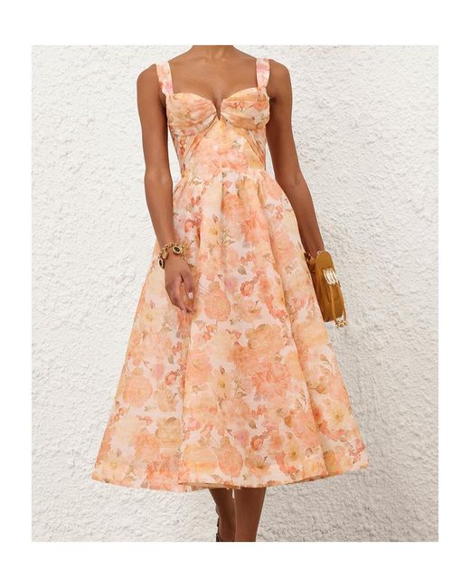Zimmermann Pink Rebellion Drape Midi Dress