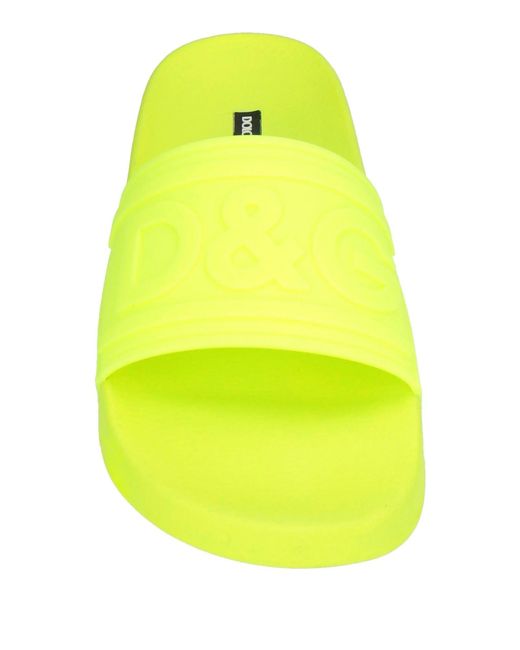 Dolce & Gabbana Yellow Minimalist Slide Sandals