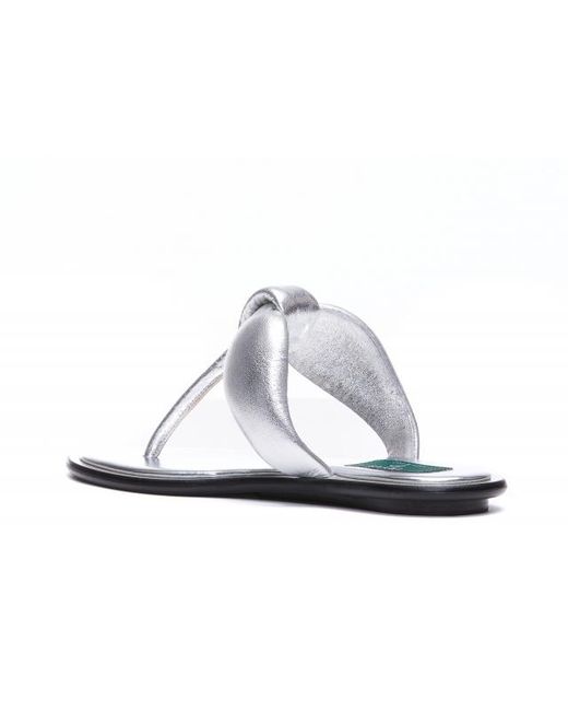 Emilio Pucci White Metallic-Effect Thong Sandals