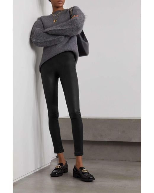 Theory Black Leather Leggings