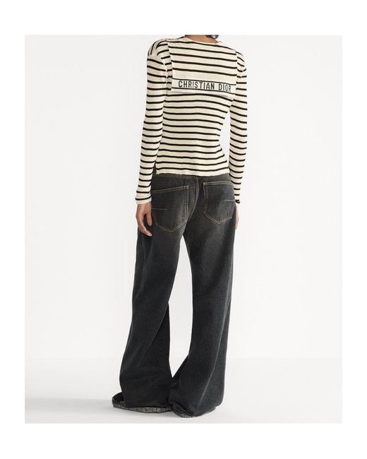 Dior Blue Striped V-Neck Jumper