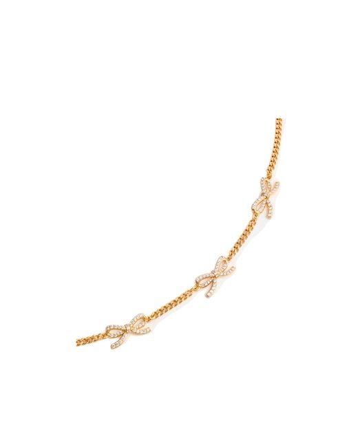 Self-Portrait Metallic Bow Embellished Chain-Linked Necklace