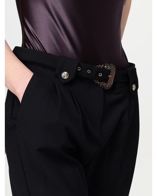 Versace Jeans Black Couture Belted High Waist Trousers