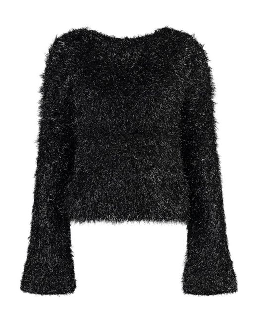Victoria Beckham Black Faux-Fur Open-Back Jumper