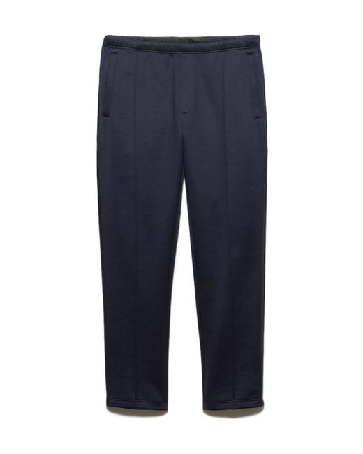 Prada Blue Cotton Fleece Pants With Re-Nylon Details for men