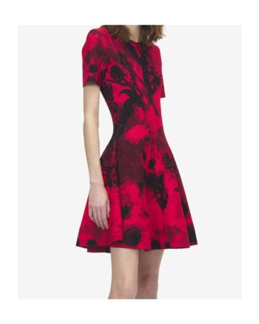 McQueen Crew-Neck Flared-Hem Mini Dress