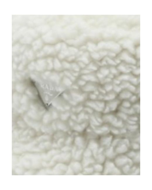Prada White Logo-Plaque Bucket Hat