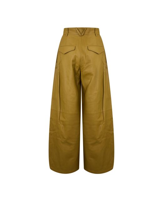 Bottega Veneta Green Casual Soft Leather Pants