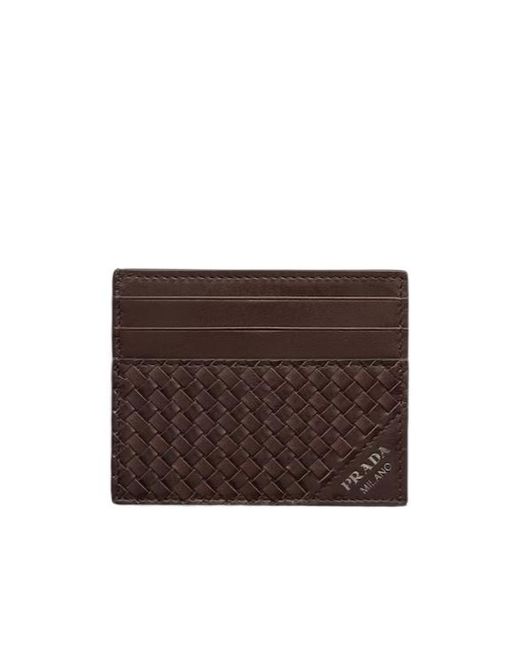 Prada Brown Leather Card Holder for men