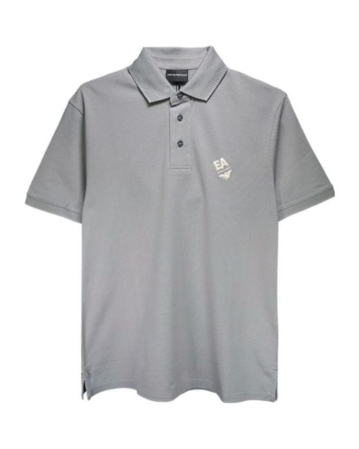 Emporio Armani Gray Logo Short-Sleeved Polo Shirt for men