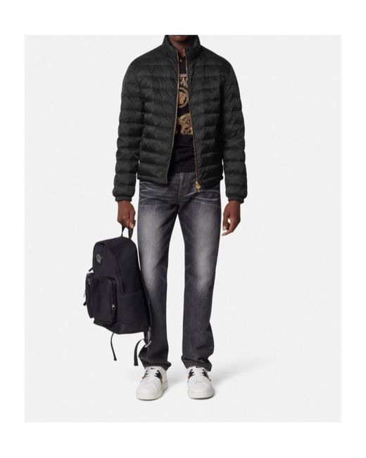 Versace Black Stand Up Collar Down Jacket for men