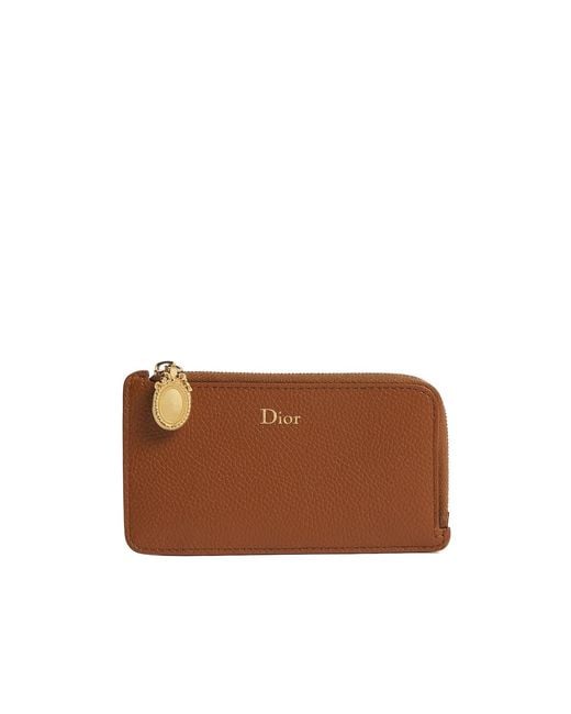 Dior Brown Médaillon Cosmos Zipped Card Holder