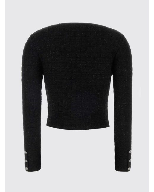 Alessandra Rich Black Button-Embellished Cropped Cardigan