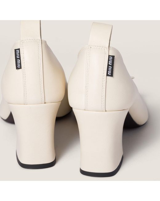 Miu Miu White Élan Nappa Leather Pumps
