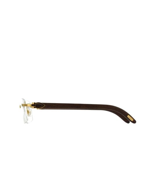 Cartier White Rimless Rectangular Frame Glasses for men