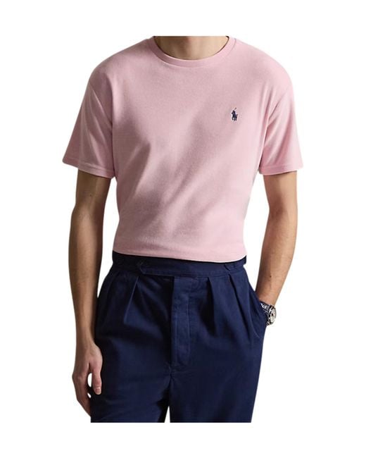 Polo Ralph Lauren Pink Logo Crew-Neck T-Shirt for men