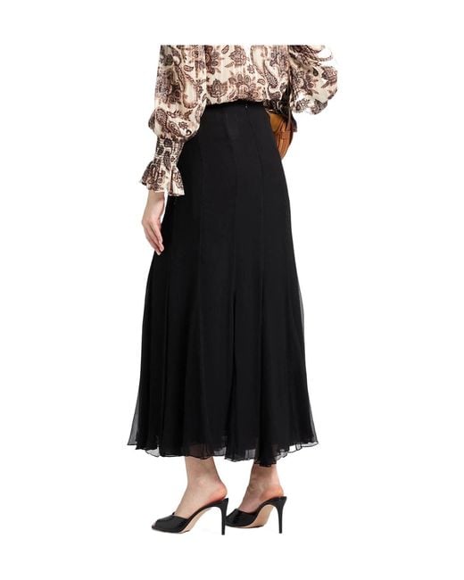 Chloé Black Solid-Color Chiffon A-Line Skirt