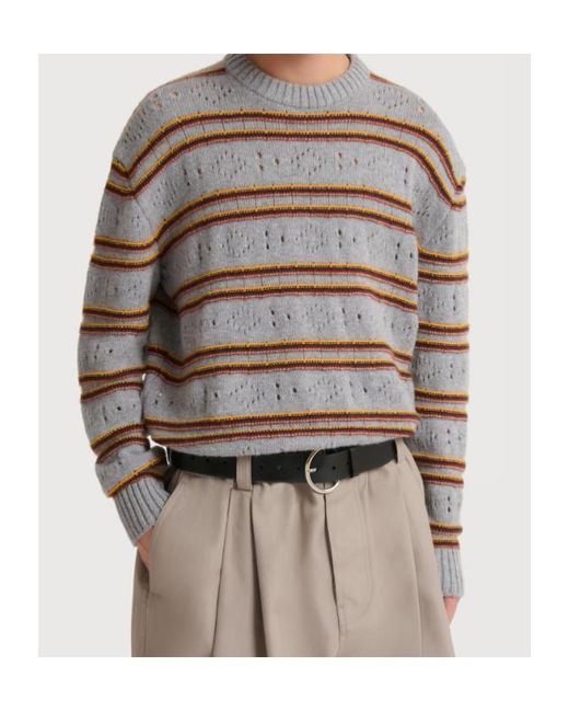 Marni Gray Openwork Knit Jumper for men