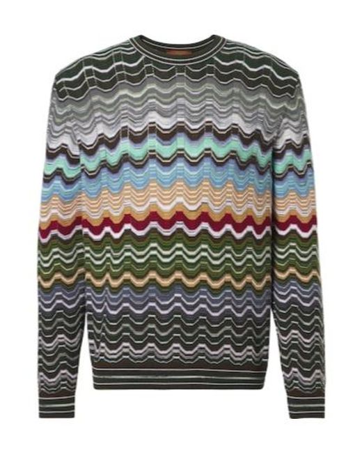 Missoni Gray Zigzag Cotton-Blend Sweater for men