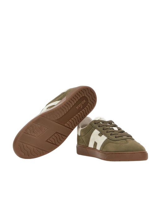 Hogan Brown H647 Logo-Patch Low-Top Sneakers for men