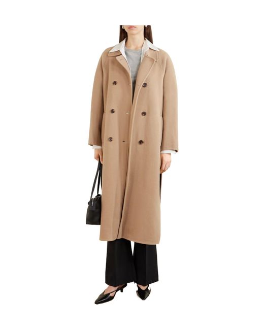 Theory Natural Double-Breasted Wool And Cashmere-Blend Coat