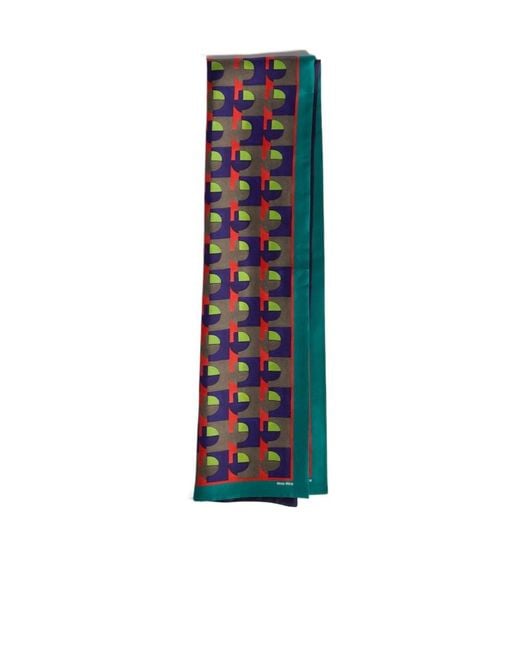 Miu Miu Blue Pattern-Printed Scarf