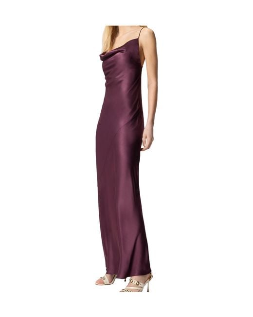 Pinko Purple Farro Satin Slip Dress