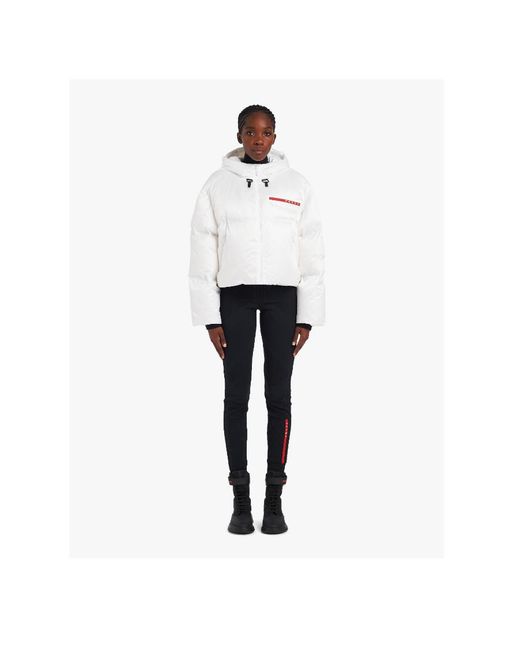Prada White Cropped Technical Re-Nylon Down Jacket