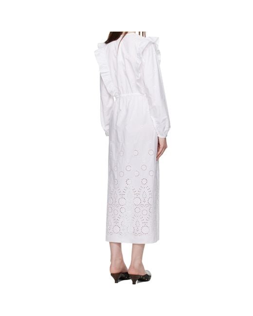 A.P.C. White Ginger Ruffle Midi Dress