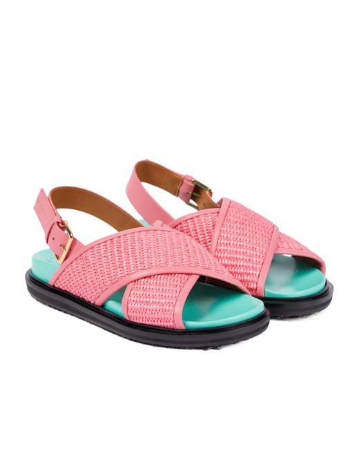 Marni Pink Fussbett Raffia Sandals