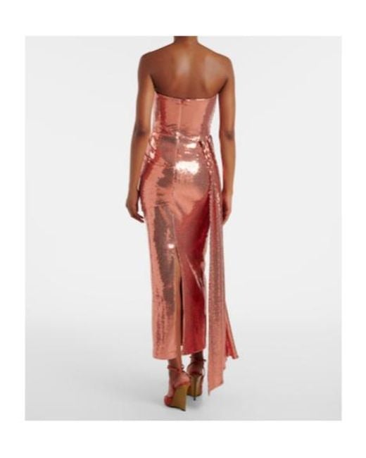 Alex Perry Red Draped Sequined Corset Dress