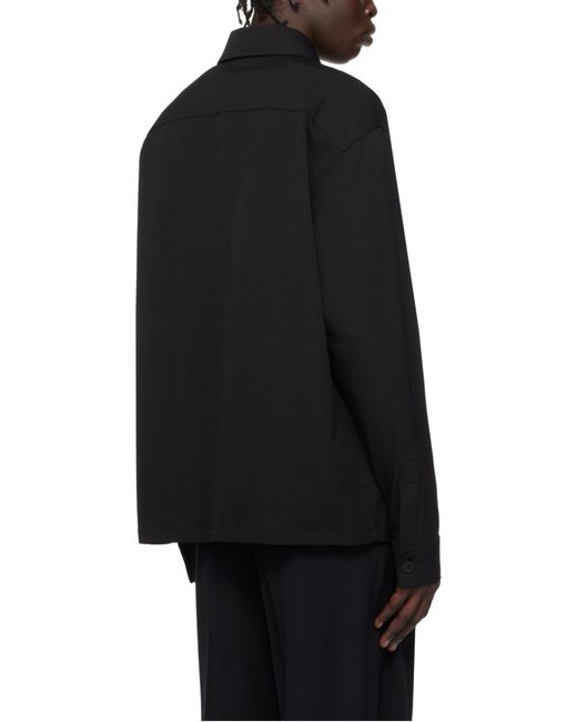 Balmain Black Logo Detailed Long Sleeved Overshirt for men