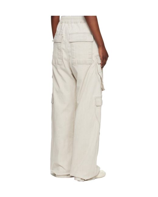 Rick Owens White Temple Double Jumbo Belas Cargo Wide-Leg Jeans