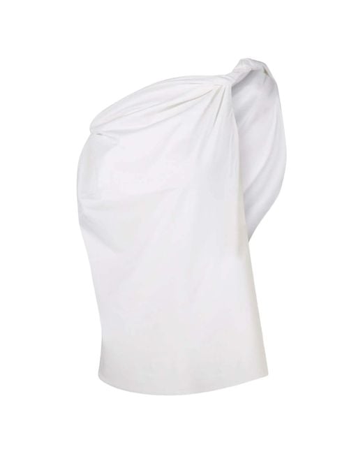 Rohe White Draped Strapless Top