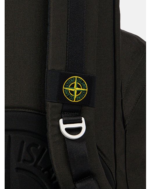 Stone Island Black Logo Patch Backpack for men