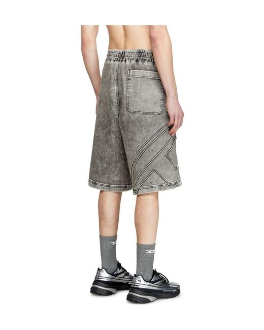 DIESEL Gray D-Enny-S Track Denim Bermudas for men