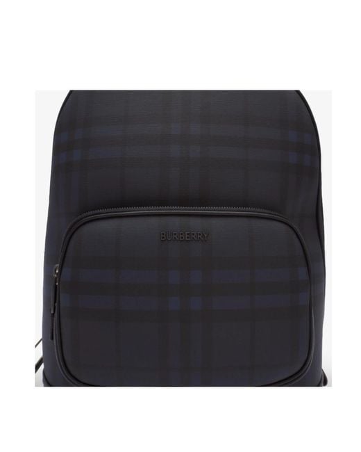 Burberry Black Checked Logo Backpack for men