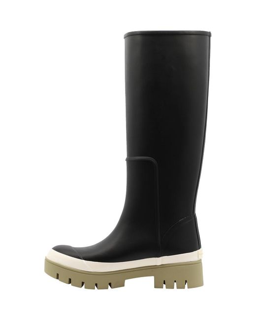Tory Burch Black Ridged Rubber Sole Boots