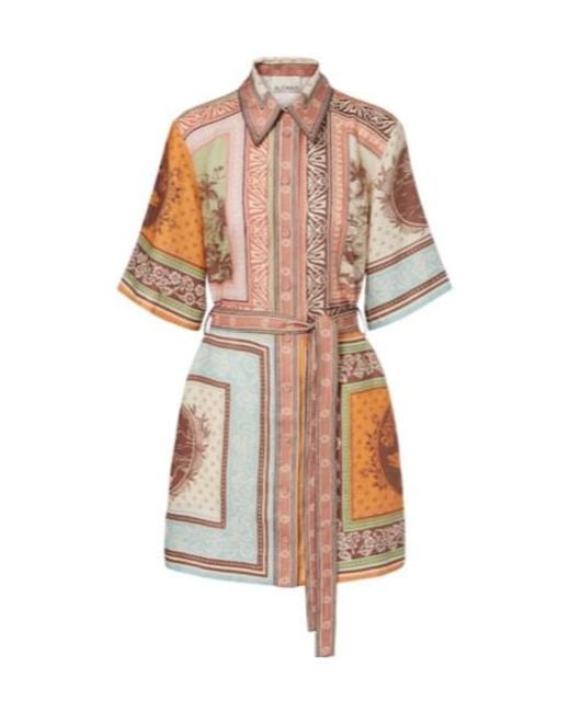ALÉMAIS Multicolor Alberta Printed Linen Shirt Dress