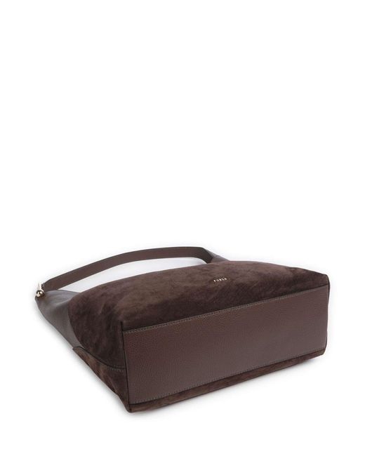 Furla Black Logo Lettering Large Hobo Shoulder Bag