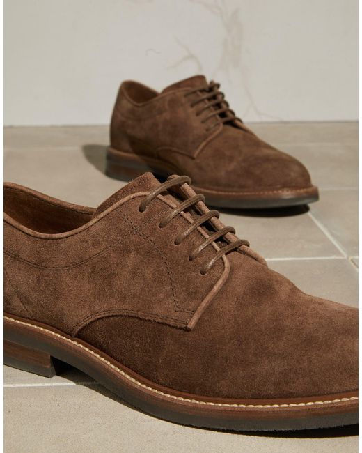 Brunello Cucinelli Brown Suede Oxford Shoes for men