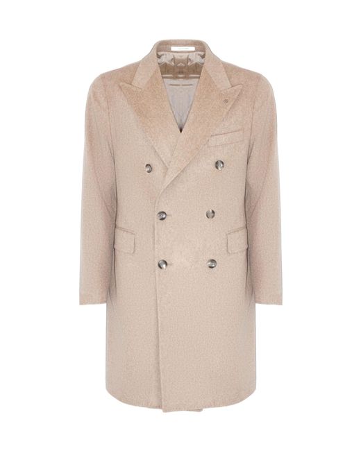 Tagliatore Natural Double-Breasted Wool Coat for men