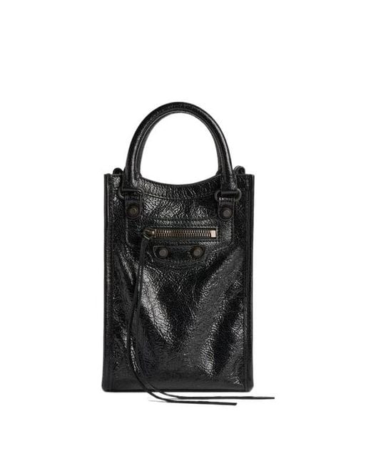 Balenciaga Black Le City Tote Phone Holder