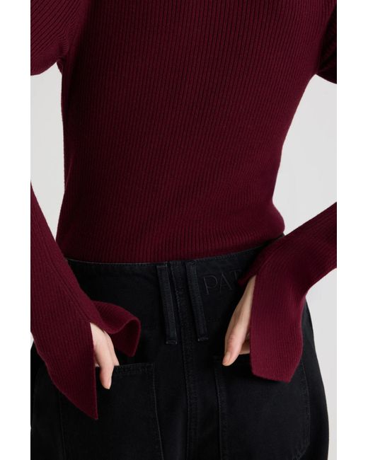 Patou Red Turtleneck Ribbed Sweater