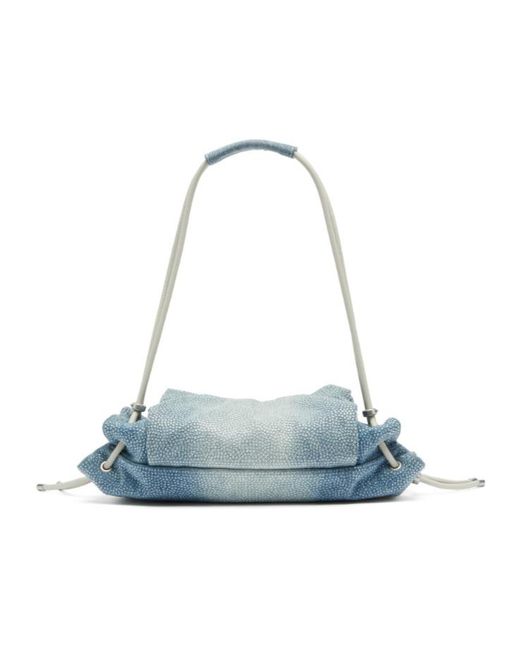 DIESEL Blue Small Scrunch-D Crystal-Embellished Shoulder Bag