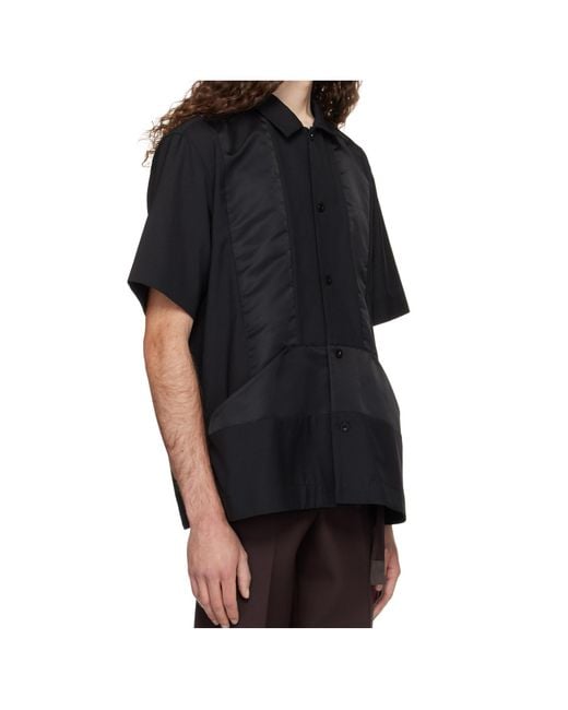 Sacai Black Pleated Shirt for men