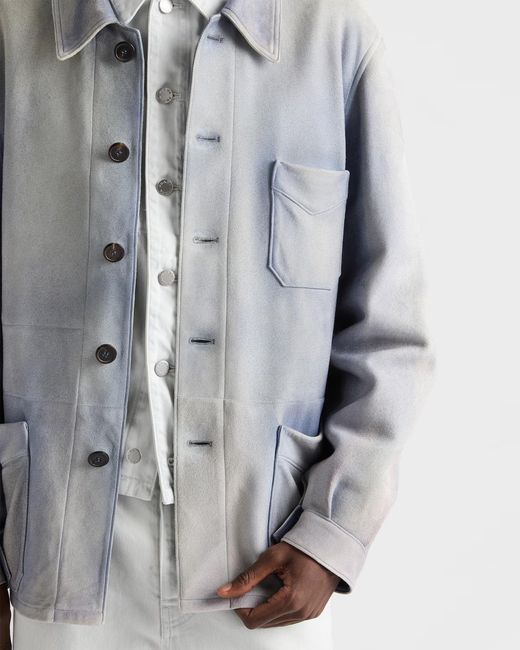 Prada Gray Suede Caban Jacket for men