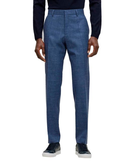 Boss Blue Long-Sleeved Coat, Belt Loop Pants, Suit Set for men