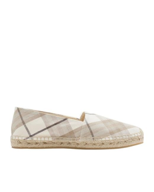 Burberry White Mews Checked Slip-On Espadrilles